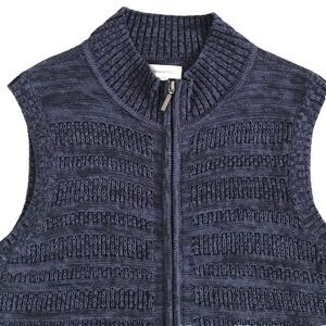 Christopher & Banks Zip Up Sweater Vest Womens L Mock Neck Textured Layering